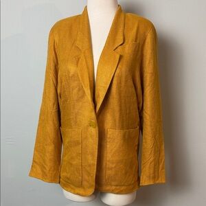 KGR Vintage Mustard Yellow Women's Linen & Rayon Blazer Jacket ~ 4